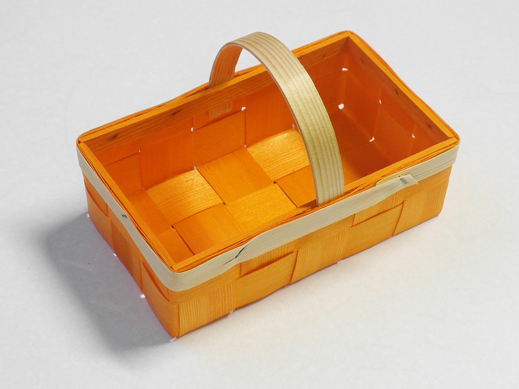Osterkörbchen, Spankorb mit Henkel, eckig, orange 22cm (10)