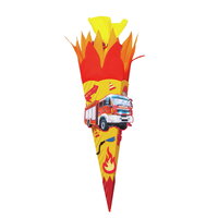 Feuerwehr-Bastelset Schultüte(n)  68cm  mit Moosgummiteilen eckig, Rot(h)-Spitze, Kreppverschluss (10)