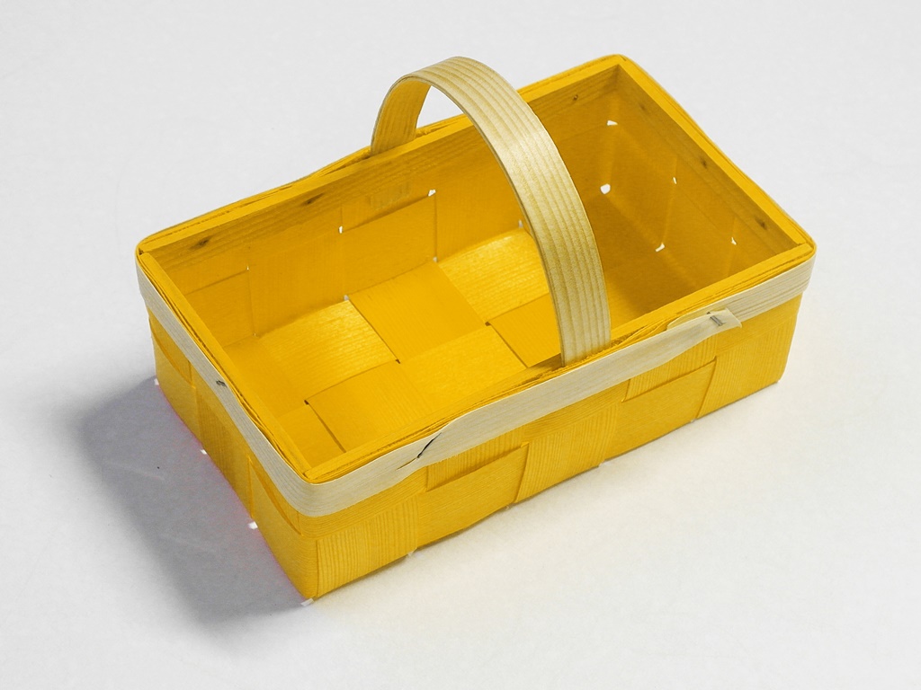 Osterkörbchen, Spankorb mit Henkel, eckig, gelb 22cm (10)
